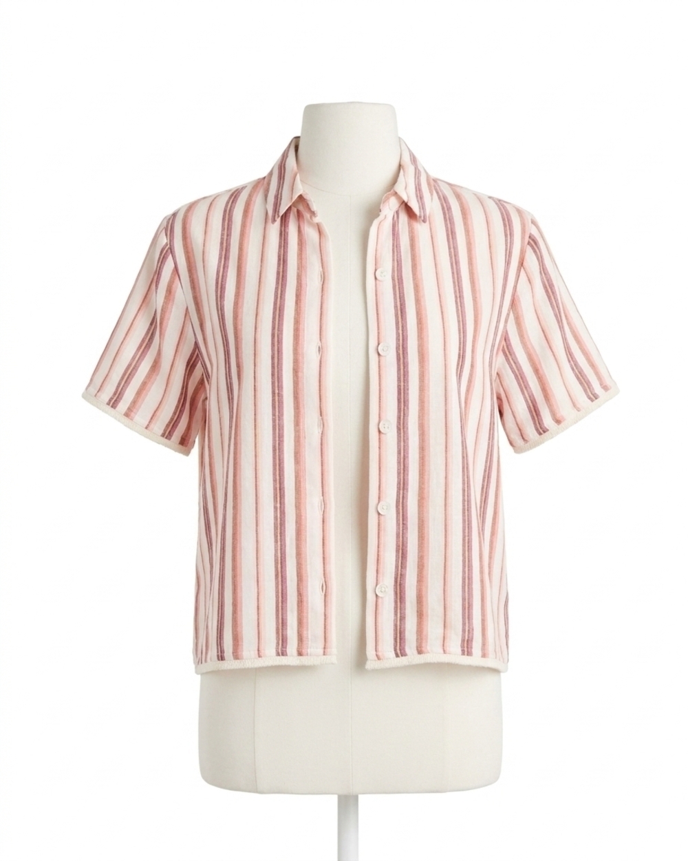 NEW BELLA DAHL short sleeve fray hem shirt in sunset stripe
